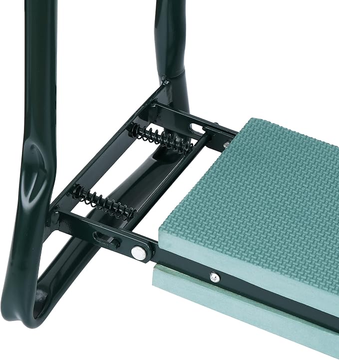 HomGarden Upgraded Folding Garden Kneeler Seat Bench Stool w/Thicken & Widen Soft Kneeling Pad, Portable Heavy Duty Gardener Stool with Large Tool Pouch,1 Set