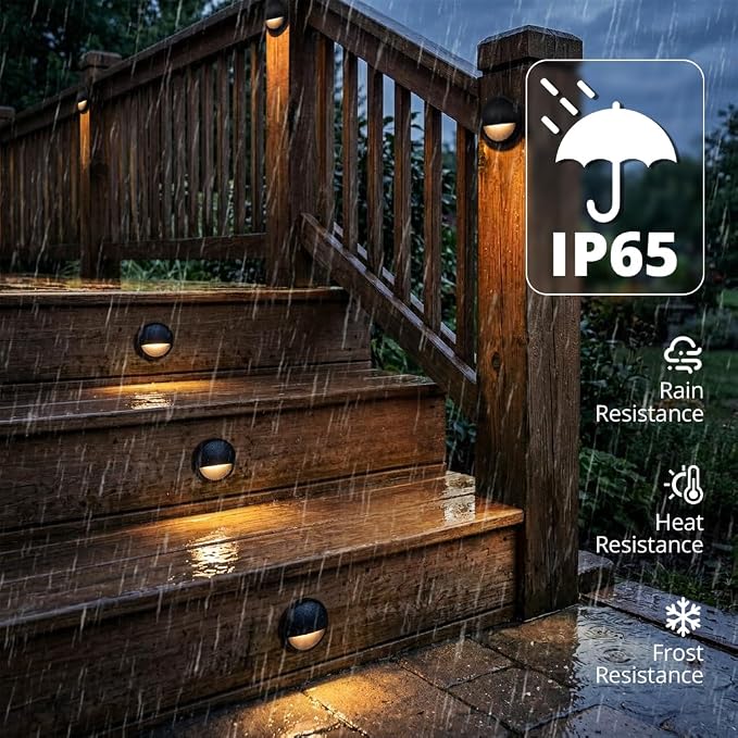 GKOLED 12 Pack Low Voltage LED Deck Lights, Landscape Step Lights Fixtures, 2W Integrated LED Chips, Die-cast Aluminum 12V AC/DC Railing Post Accent Lighting, Black Powder Coated Finish, UL-Listed