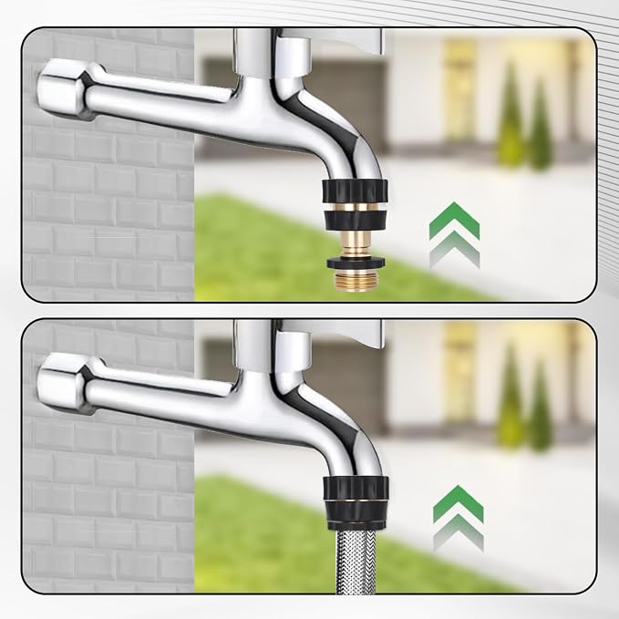 Dalmbox Garden Hose Quick Connector, 3/4" Male and Female Quick Release Garden Hose Connect Fittings With 2 Rubber Washers,2 sets