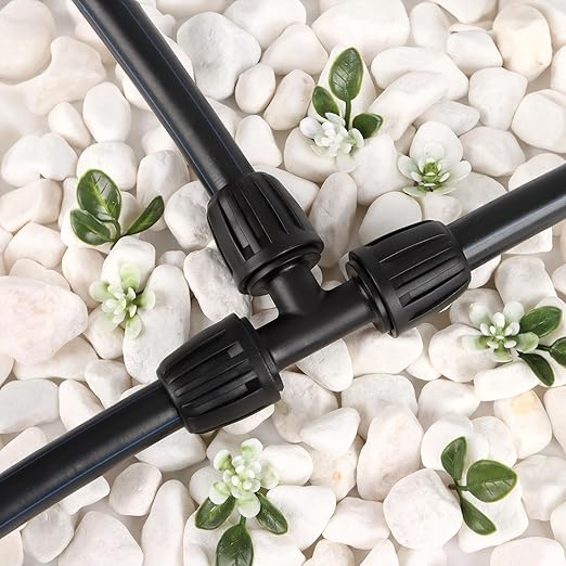 RedChili 14 Pcs 1/2 Inch Irrigation Tubing Tee Fittings, (1/2" ID x0.6-0.65" OD) 16mm Drip Tubing Barbed Locked Nuts Connectors Anti-Drop 1/2" T Parts for Garden Lawn Irrigation System
