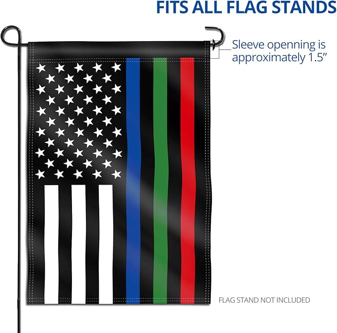 Anley Double Sided Premium Garden Flag, Thin Blue Green and Red Line US National Garden Flags - Weather Proof & Double Stitched - 18 x 12.5 Inch