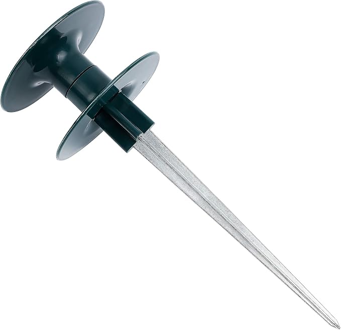 Twinkle Star 10 Inch Garden Hose Guide Spike, Rust Free Zink Sturdy Metal Stake, Heavy Duty Dark Green Spin Top, Keeps Garden Hose Out of Flower beds, for Plant Protection, 6 Pack
