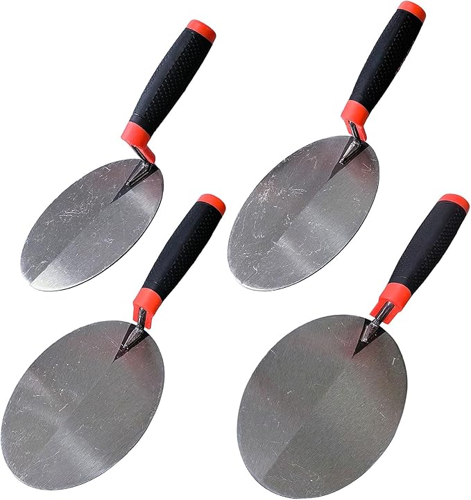 4 Pack Bricklaying Margin Trowel Set, 6” 7” 8” & 9” Carbon Steel Gauging Trowel, Masonry Trowel Hand Tool Kit for Brickwork, Concrete, Cement, Plaster, Tile Construction Projects