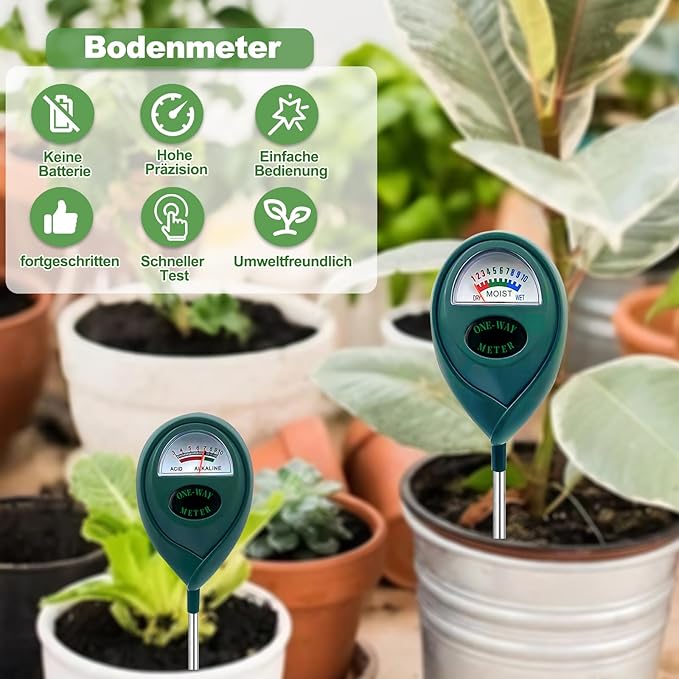 2 Pack Soil Tester, Soil Moisture Meter + pH Tester, Soil Test Kit Tool for Indoor & Outdoor Plants, Water Hydrometer/pH Meter Dial Display Tester for Garden, Lawn, Farm, No Battery Required