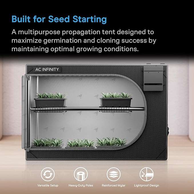 AC Infinity CLOUDLAB Advance Propagation Grow Tent, 2000D Diamond Mylar Canvas, Vertical or Horizontal Orientation Mini Tent for Germination, Cloning, Mushrooms, Early Indoor Plant Growing