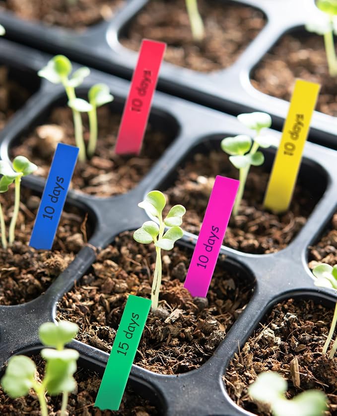 Homenote 200-Piece 4-Inch Plastic Plant Labels: Waterproof Garden Tags for Seedlings and Vegetables, Outdoor Garden Markers with Permanent Marking Pen,Multicolor