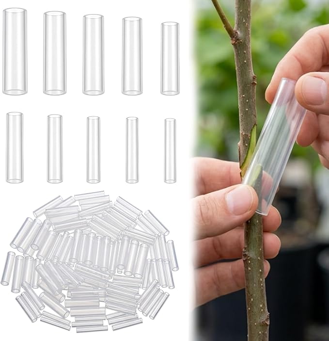 200Pcs Grafting Tape for Fruit Trees, Silicone Grafting Sleeves for Plant Grafting, Tree Grafting Supplies with 3-7.5mm Diameter , Professional Grafting Protection Tubes for Orchard and Garden Use