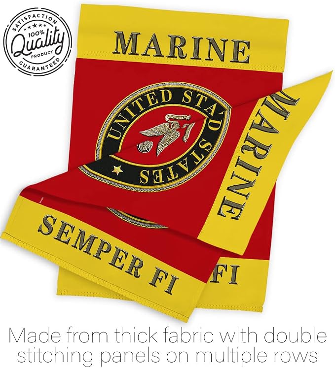US military Marine Corps USMC Semper Fi Flag Double-Sided Lawn Decoration Gift House Garden Yard Banner United State American Military Veteran, 12" x 18.5 Made in USA
