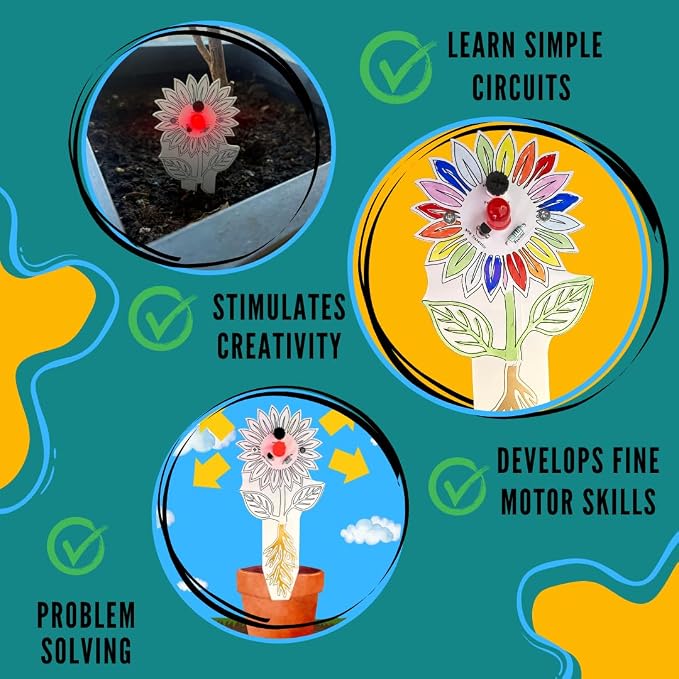 Soil Moisture Sensor Kit – DIY Light-Up Plant Water Indicator with LED, Transistor & Resistor Learning Circuit – Educational Electronics Kit for Beginners