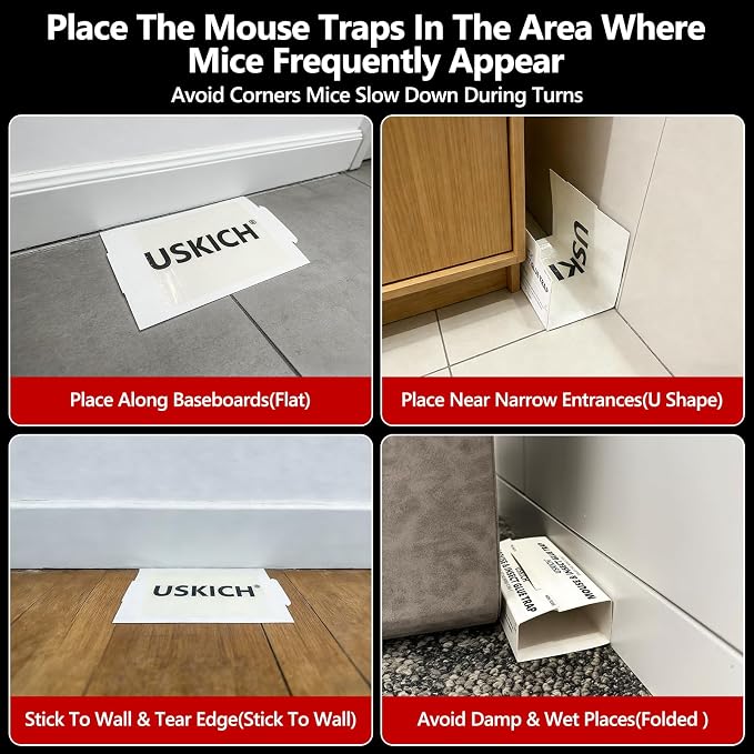 16 Pack Mouse Glue Trap,Mouse Traps Indoor for Home,Adhesive Bugs Roach Spider Insect Traps,Sticky Mouse Traps,Bulk Glue Traps for Mice