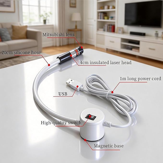 Magnetic Positioning Quilting Light, Sewing Machine Laser Guide, Red Laser Light for Sewing Machine with Crosshair and Magnetic Attachment, Hands-Free Precision Sewing Laser Light Seam Guide (Plug)