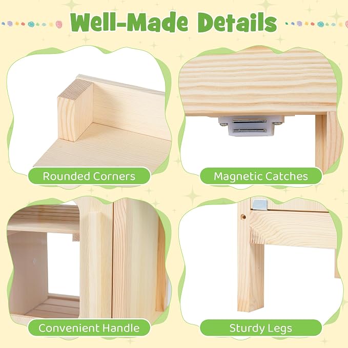 HONEY JOY Mud Kitchen with Running Water, Fir Wood Play Kitchen for Toddlers, 4 Planter Pots w/Accessories, Chalkboard, Sink & Faucet, Outdoor Kids Kitchen Playset for Garden Fun (4 Planter Boxes)