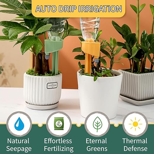 12 Pack Self Watering Spikes for Plants, Vacation Automatic Insert Irrigation Devices, Plant Water System with Adjustable Control Valve Switch Design for House Plants, Garden Plants, Office Plants