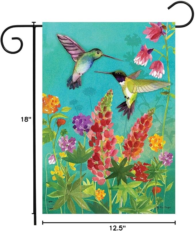 Briarwood Lane Hummingbird Greeting Spring Garden Flag Floral Birds 12.5" x 18"