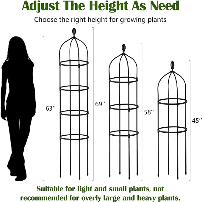 Garden Obelisk Trellis for Climbing Plants Outdoor 6 Ft Rose Bush Round Trellis for Pots Rustproof Metal Pipe with Plastic Coated Plant Flower Trellises for Clematis Vine Jasmine Support