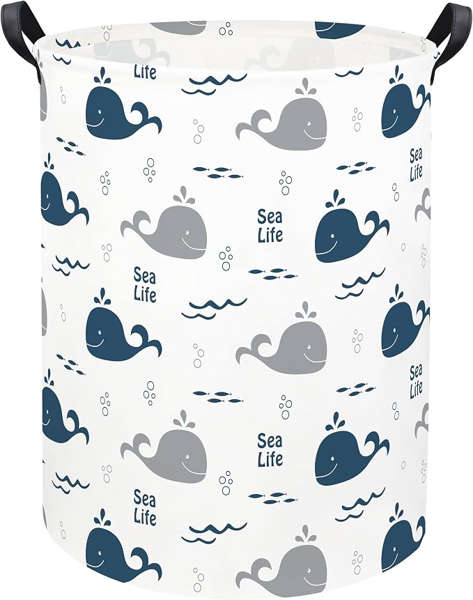 Kids Laundry Basket Baby Hamper Whale Toy Storage Bin for Boys Room Decor for Bedroom Bathroom(Whale)