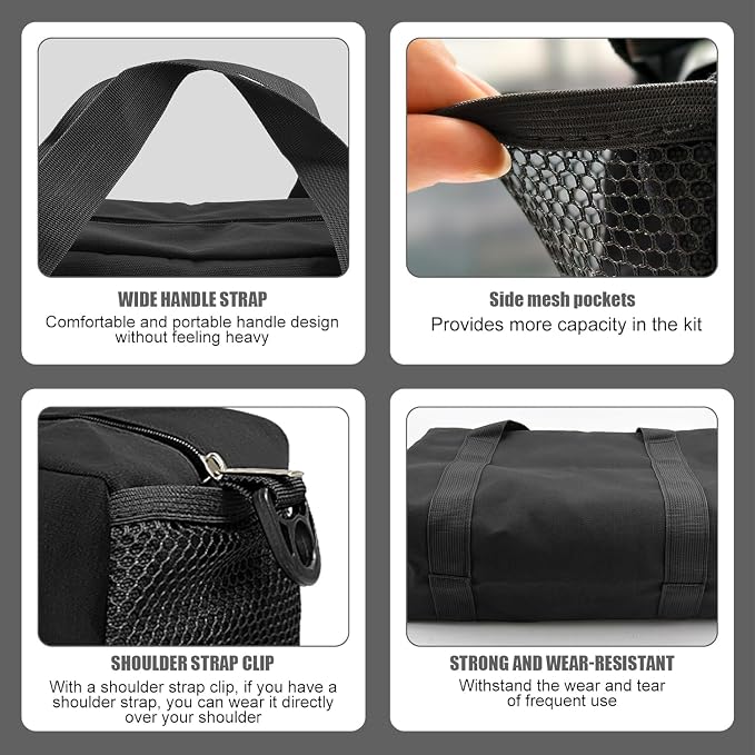 Small Tool Bag,Close Top Wide Mouth Tool Organizer Bag,Large Capacity Tool Bags for Men,Canvas Tool Storage Bag for Storage Handbag for Screwdrivers,Wrench (Shoulder strap+Black, 16 Inch)