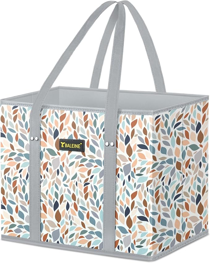 BALEINE 1Pk Reusable Grocery Bags, Foldable Shopping Bags for Groceries with Reinforced Bottom & Handles (Mosaic)