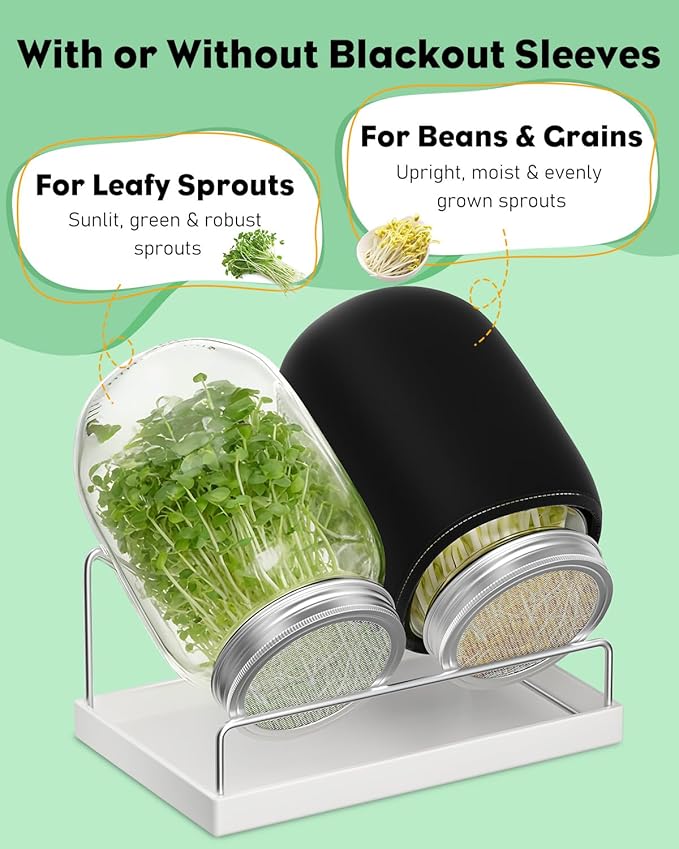 Pawfly Sprouting Kit, Wide Mouth 1 Quart (1000 mL) Mason Jars, Sprouting Jar Kit with Stainless Steel Mesh Sprouting Lids, Sprouts Growing Kit, Seed Sprouter for Broccoli, Mung Bean & Alfalfa