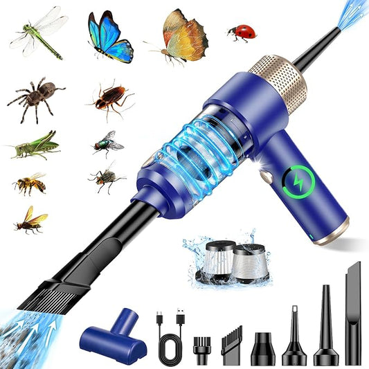 Electric Bug Vacuum Catcher 16000PA Cordless Handheld Spider & Insect Trap for Humane Removal of Stink Bug,Spotted Lanternfly,Wasp,Beetle & Bedbug,Portable Vacuum with LED Light for Indoor Outdoor Use