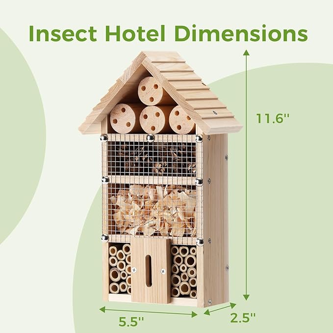 DIY Wooden Insect House Kit for Kids & Adults - Build Your Own Bug Hotel with Paint Set & Tools, Wood Craft Kits for Mason Bees, Ladybugs, Butterflies & Lacewings