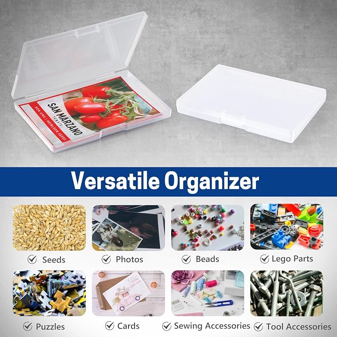 16 Slots Seed Storage Organizer Box with Clear Zipper Bag, Garden Seed Containers for Flower Vegetable Plants, Photo & Card Storage Case