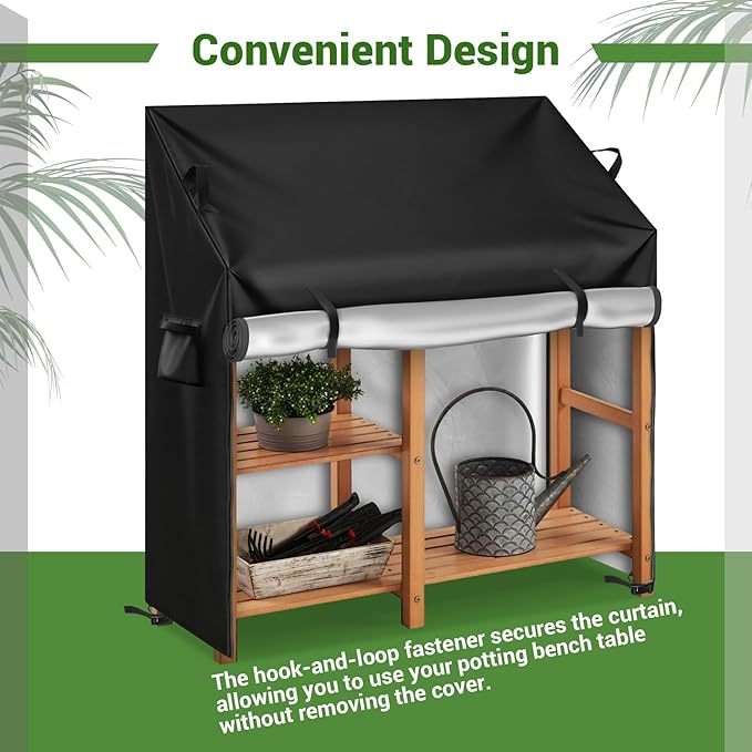 Kasla Potting Bench Cover, Waterproof Cover for Potting Table for Outdoors, Weatherproof Gardening Table for for Outsid Patio Garden Backyard - 35" L×19" W×36/46" H