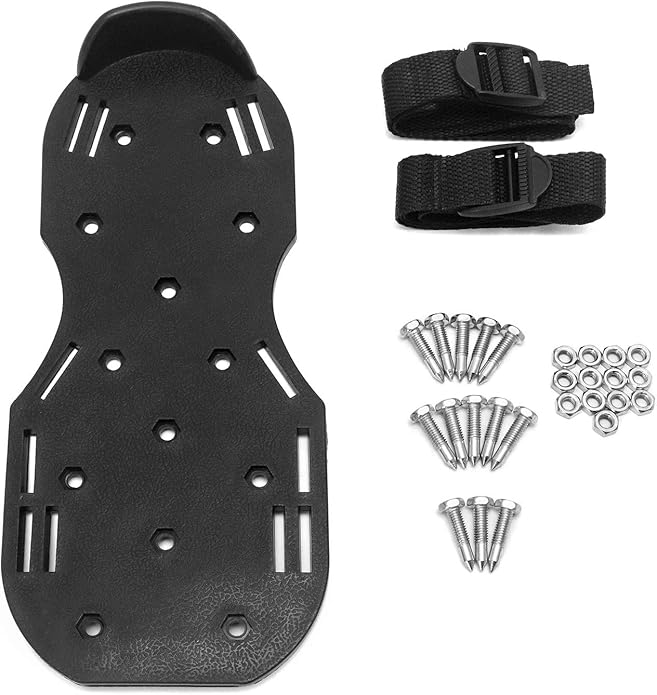 QWORK Gunite Spiked Shoes With 3/4” Short Spikes Perfect For Epoxy Floor, Overlays, Cover Installation, Green Color (Pair)