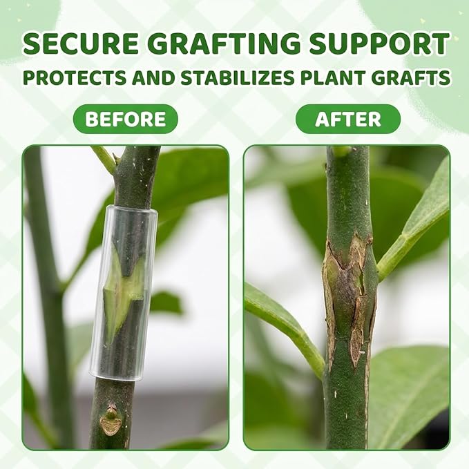 200Pcs Grafting Tape for Fruit Trees, Silicone Grafting Sleeves for Plant Grafting, Tree Grafting Supplies with 3-7.5mm Diameter , Professional Grafting Protection Tubes for Orchard and Garden Use