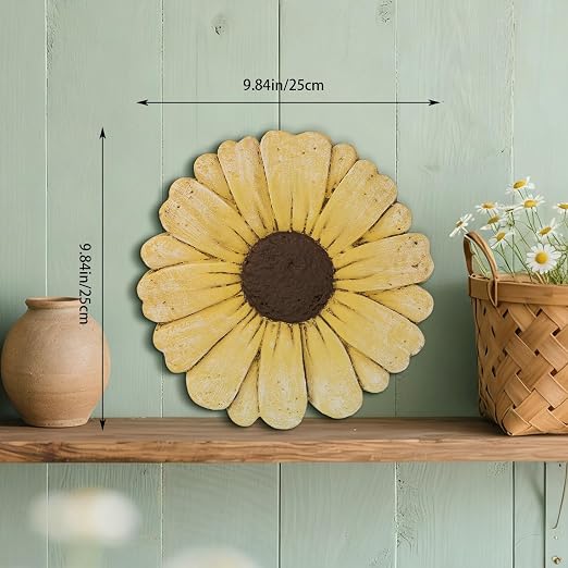 2 Pack Daisy Cement Stepping Stones 10 Inch, Heavy Duty Garden Pathway Stones, Non Slip Outdoor Walkway Decor for Yard Patio Lawn, Weather Resistant Cement Stepping Stones (Yellow)