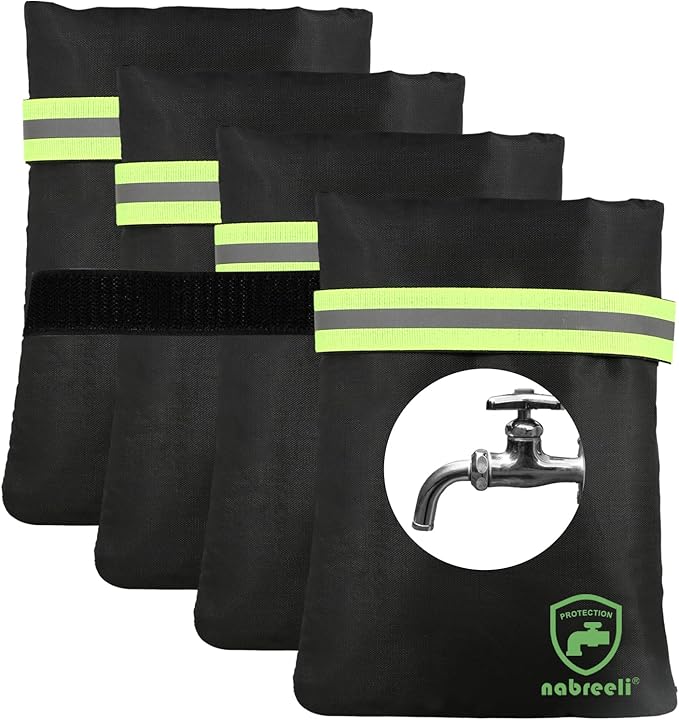 4Pack Outdoor Faucet Covers for Winter Freeze Protection 8.5″x5.9″x1.9″ Thicker Hose Bib Covers for Wall Taps Outside, Insulated Bags Spigot Cover with Unique Reflective Strips, Christmas Gifts