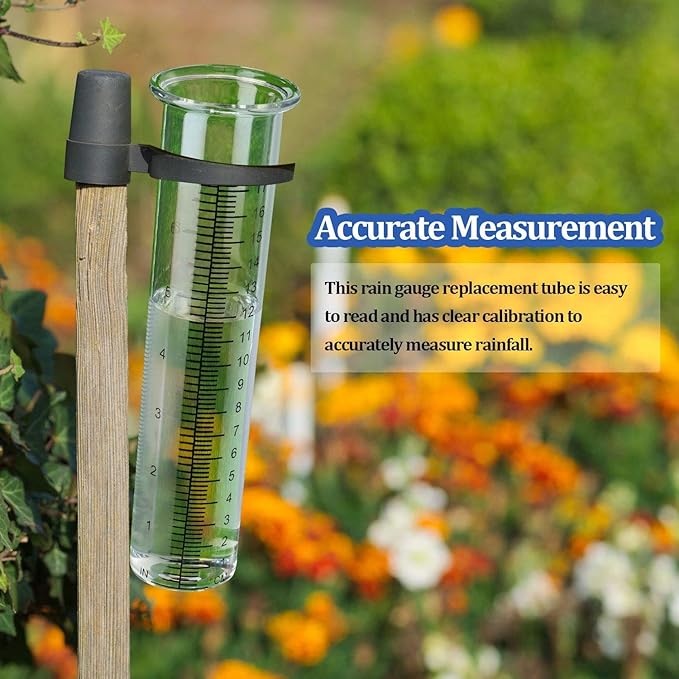 7" Capacity Rain Gauge Glass Replacement Tube with Lid Design for Yard Garden Outdoor Home (2)