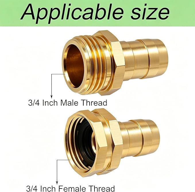 Triumpeek Garden Hose Repair Connector with Clamps, Set of 3 Aluminum Water Hose End Replacement Fit for 3/4" and 5/8" Garden Hose Fittings