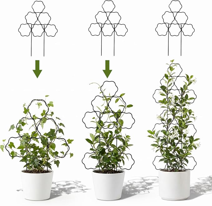 ZOUTOG 9 Pack Trellis for Climbing Plants Outdoor 15 Inch,Rustproof Metal Garden Trellis for Potted Plants,Sturdy Houseplant Support Indoor Outdoor for Ivy Pothos Monstera Hoya Flower Vine (Flower)