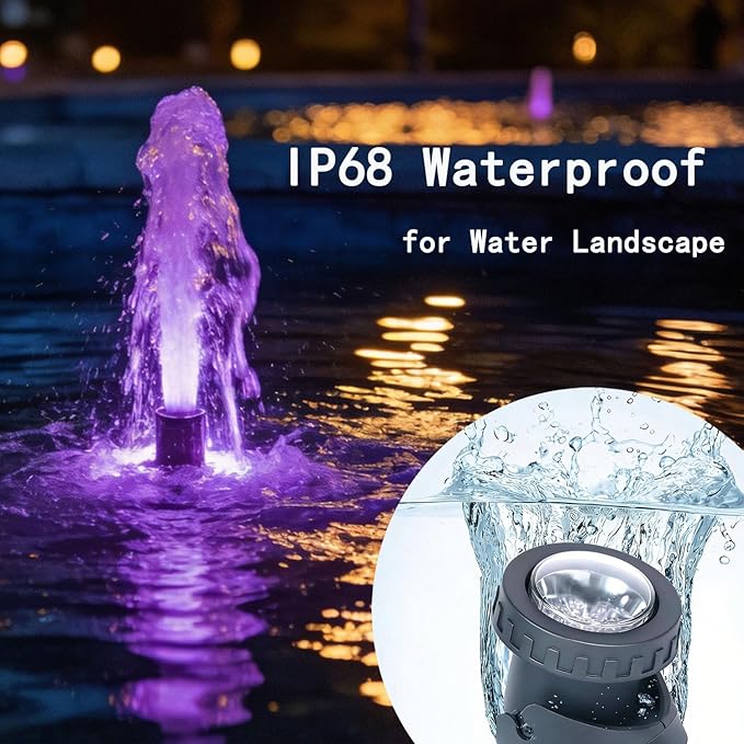 Pond Lights Colored Timer Weighted Submersible Fountain Lights | Underwater IP68 Waterproof RGB Dimmable Memory Outdoor Landscape Lights for Pond Fountain Garden, 1 lights
