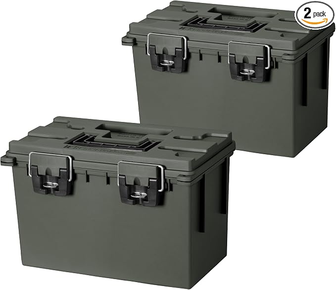 Sheffield 12774 XL Storage Bins With Lids, 2-Pack Stackable Storage Bins, Made in USA, Lockable and Water-Resistant Containers with Lids, Plastic Containers for Home, Classroom, and Dorm