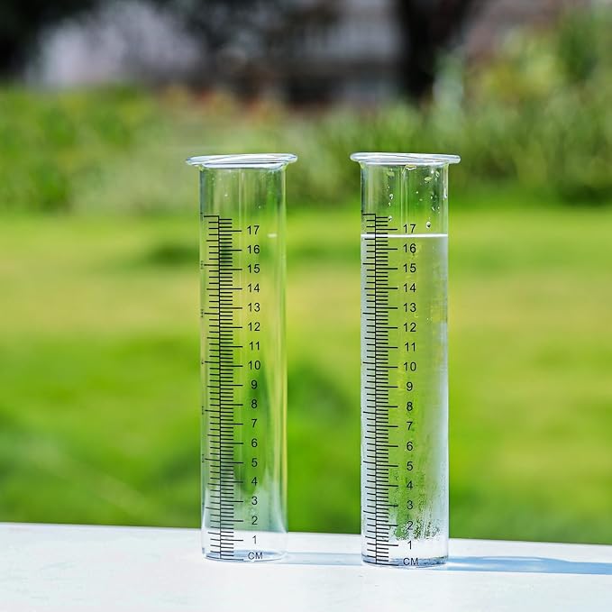 rain Gauge Tube 7-Inch Scale rain gauges Replacement Tube Glass rain gauges Outdoors Easy-to-Read Scale rain Gauge Outdoor Yard（Pack of 2）