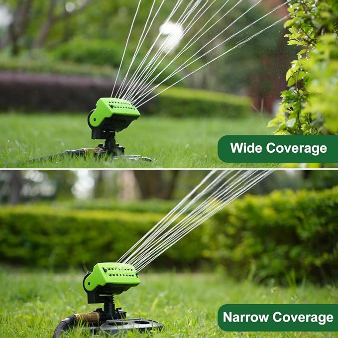 HOSUN Oscillating Lawn Sprinkler, Adjustable Garden Water Sprinkler for Yard, 3-Way Adjustable Spray Width, Range & Flow Rate, Automatic Swing, Fits 3/4 Inch Standard Garden Hoses
