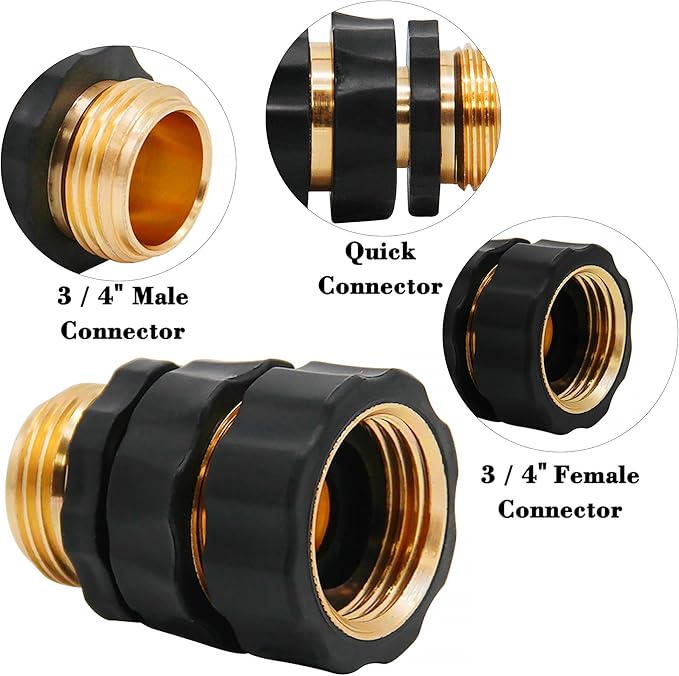 Triumpeek 3/4" Garden Hose Connector, 12 Pieces Garden Hose Quick Connect Fittings, Male and Female Quick Release Garden Hose Connector