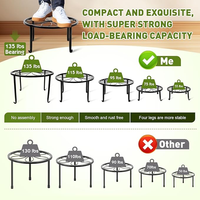 ESRICH 10 Pack Plant Stand, Metal Plant Stands for Outdoor Indoor Plants, Heavy Duty Plant Stands for Multiple Plant, Anti-Rust Iron Plant Pot Shelffor Planter, Potted Plant Holder for Garden Home