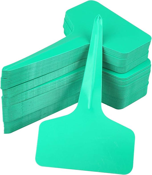 KINGLAKE Green Plant Labels,100 Pcs 6 x10cm Plastic Plant T-Type Tags Nursery Garden Labels