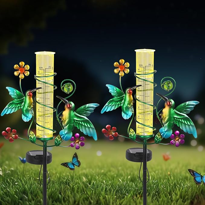 Hummingbird Rain Gauge Outdoor for Measuring Precipitation, Accurate Rain Gauges Outdoors Best Rated Unbreakable for Yard Garden Decoration