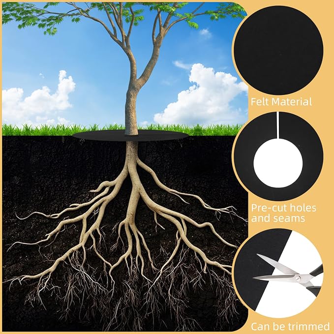 10Pcs Weed Barrier Mats, Tree Rings Mulch Mat, Tree Protectors, Tree Mats for Weeds,Used to inhibit Weed Growth and Landscape Weed Control (25.2 Inch)