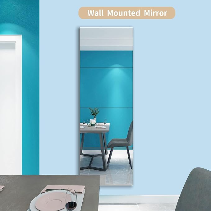 quegau Full Length Mirror for Kids Safety Shatterproof Mirror,Plastic Wall Mirrors,Made of Acrylic Plexiglass Mirrors,4 Pcs 10"x10",Long Bedroom Door Closet Miroir,Workout for Home Gym Body Miroir