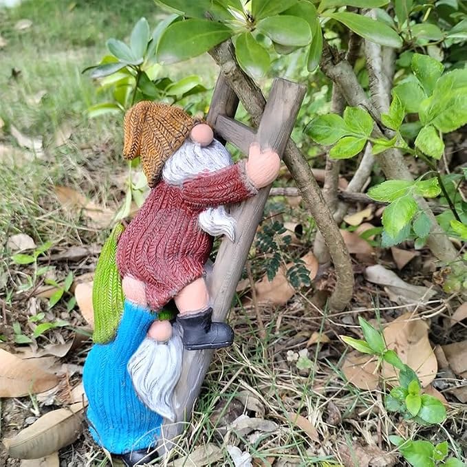 Climbing Gnomes Tree Faces Decor Outdoor for Yard - Cute Gnome Garden Statue Art Resin Dwarf Sculpture for Yard Outdoor Decoration Ornaments