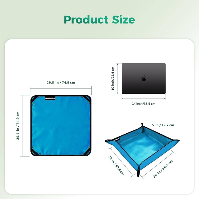 Plant Transplanting Mat - Thickened Waterproof Potting Mat, Succulent Gardening Mat, Portable Repotting Mat for Mess Control (PVC-Blue 29.5" x 29.5")