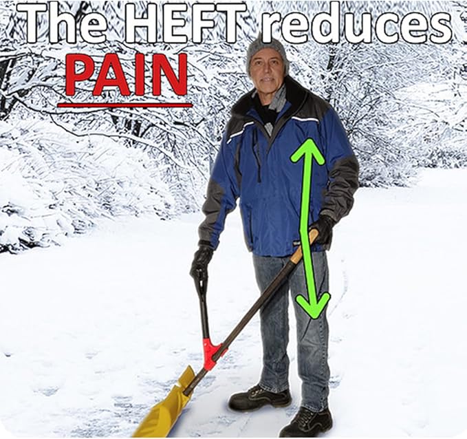 The HEFT Plus Secondary Back Saver Handle for Snow Shovels and Garden Tools as seen on Dragon's Den (Canada Shark Tank) (1 ct, Standard)