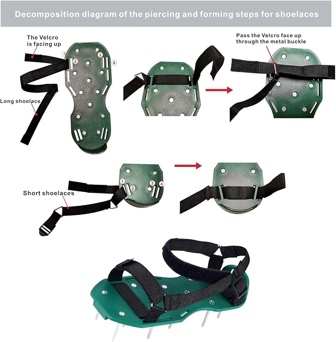 Heavy Strap Garden Aerate Spike Shoes Upgrades Lawn Aerator Shoe Tools Yard Aeration Shoes for Grass Soil Aerating Spikes (Standard Style)