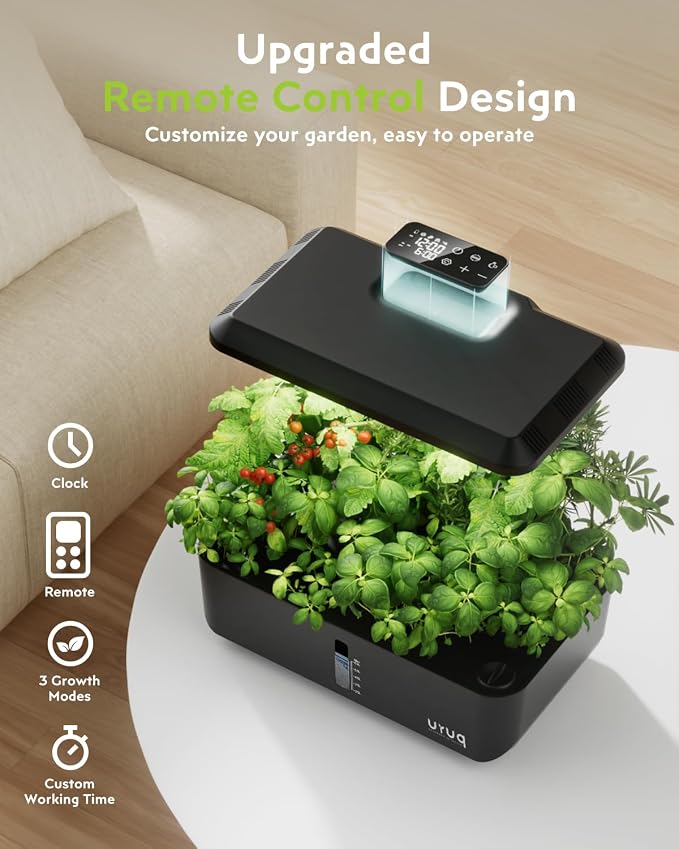 Hydroponic Garden Replacement Remote Control: Compatible with URUQ HP-GC202 (12 Pods) Hydroponics Growing System Indoor Herb Garden Remote Control Black