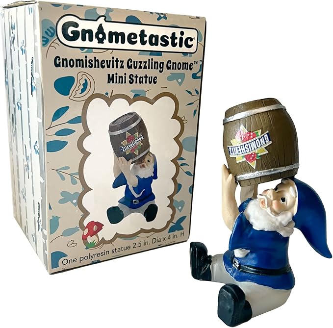 Gnometastic Mini Gnomes - Wine Drinking, Funny Garden Gnomes Statue Outdoor Decorations for Yard, Fairy Garden, Planter Pots, Gnome Decor - Gnomishevitz Gnome,4in